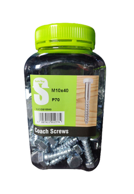 Safe Top Coach Screws M10X40 P70 Value Jar in Hardware Fasteners