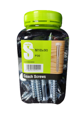 Safe Top Coach Screws M10X90 P30 Value Jar in Hardware Fasteners