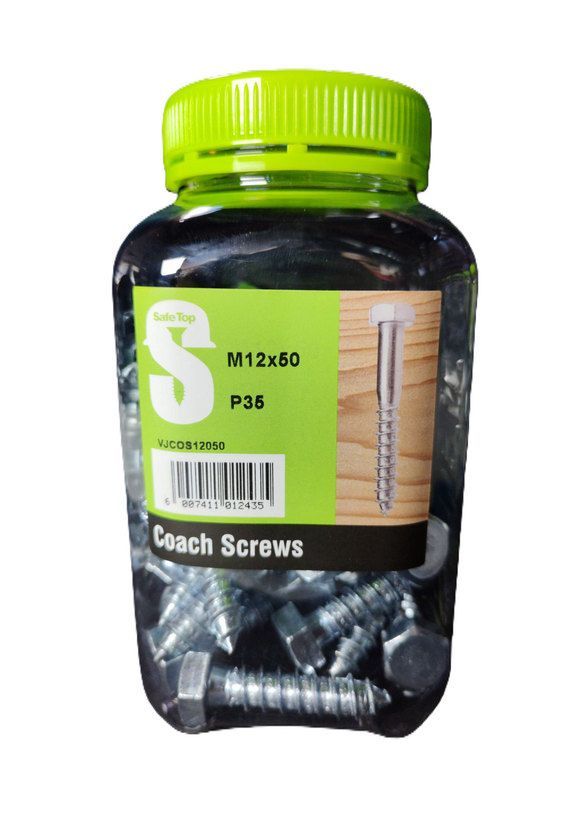 Safe Top Coach Screws M12X50 P35 Value Jar in Hardware Fasteners
