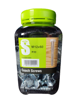 Safe Top Coach Screws M12X60 P30 Value Jar in Hardware Fasteners