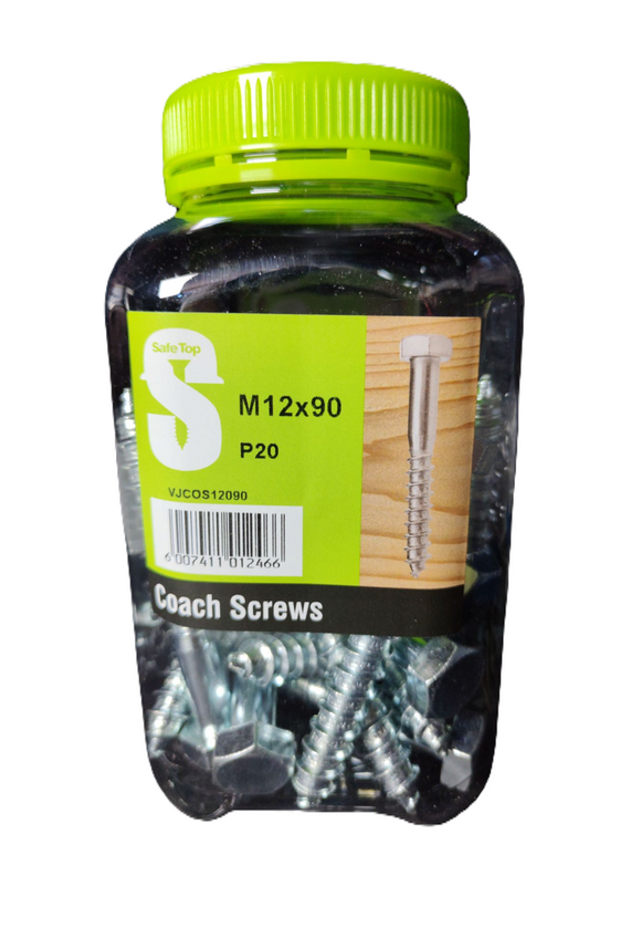 Safe Top Coach Screws M12X90 P20 Value Jar in Hardware Fasteners