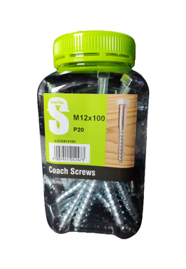 Safe Top Coach Screws M12X100 P20 Value Jar in Hardware Fasteners