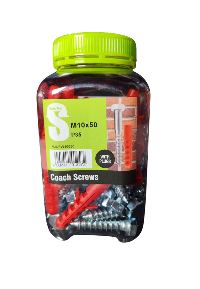 Safe Top Coach Screws & Plugs M10X50 P35 Value Jar