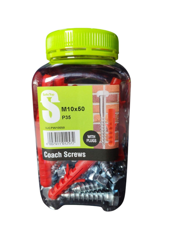 Safe Top Coach Screws & Plugs M10X50 P35 Value Jar