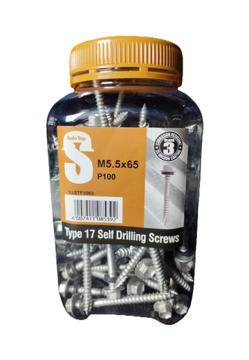 Safe Top No.17  Self Drill Screws Class 3 M5.5X65 P100 Value Jar in Hardware Fasteners