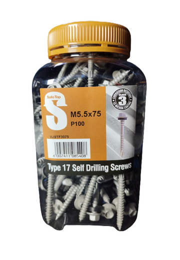 Safe Top No.17  Self Drill Screws Class 3 M5.5X75 P100 Value Jar in Hardware Fasteners