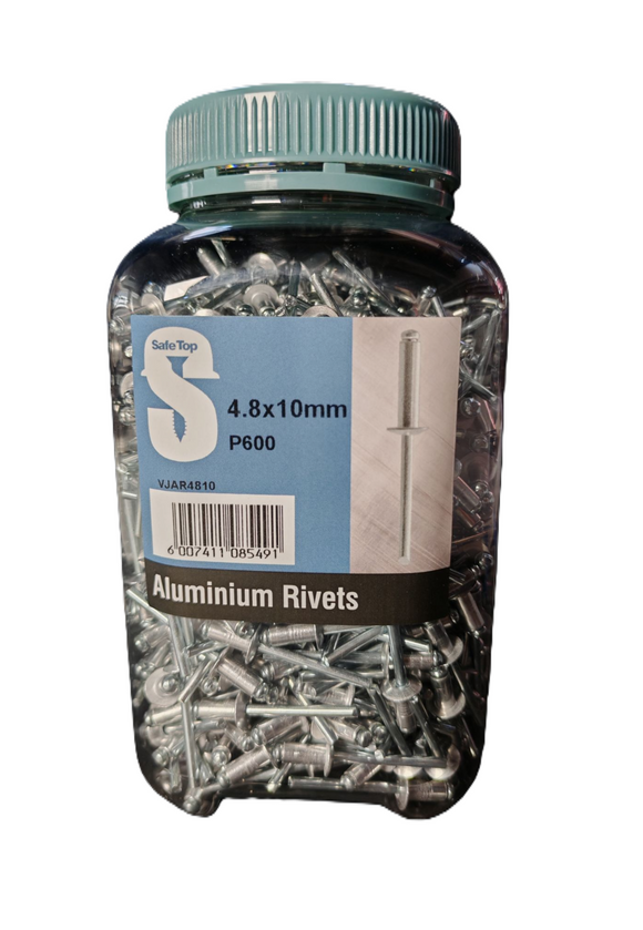 Safe Top Aluminium Rivets 4.8X10mm P600 Value Jar in Hardware Fasteners