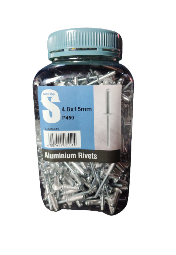 Safe Top Aluminium Rivets 4.8X15mm P450 Value Jar in Hardware Fasteners