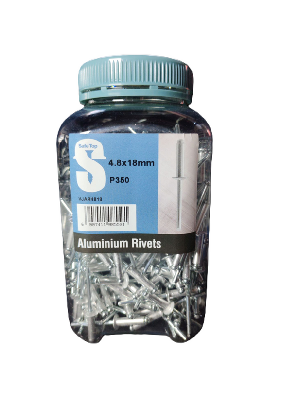 Safe Top Aluminium Rivets 4.8X18mm P350 Value Jar in Hardware Fasteners