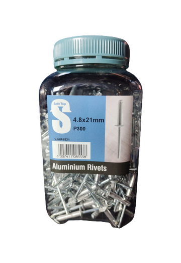 Safe Top Aluminium Rivets 4.8X21mm P300 Value Jar in Hardware Fasteners