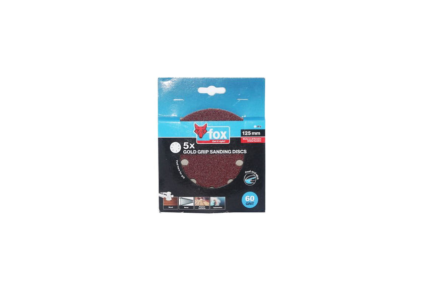 Fox Sanding Disc Velcro 8-H 125mm 5pk Crs FOX96880 in Tools