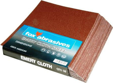 Fox Sanding Sheet Emery Cloth Med 50pk FOX92705 in Paint