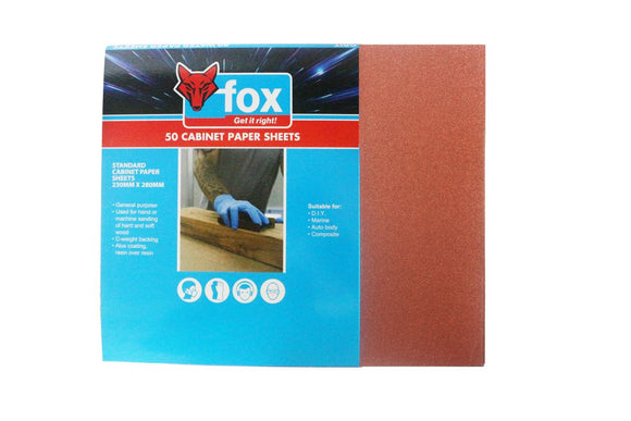 Fox Sanding Cabinet Paper P120 50pk FOX92658 in Paint