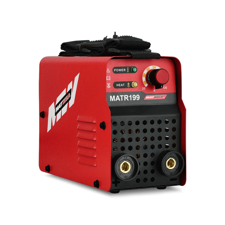 Red and black industrial machine with 'MTI' branding on a white background