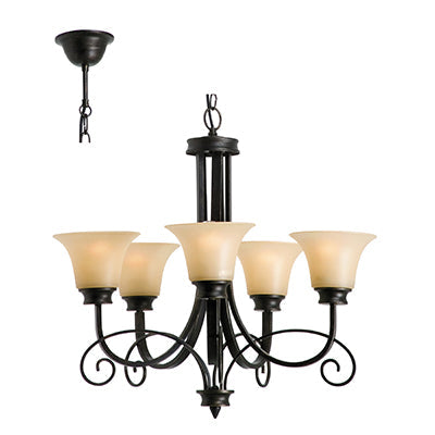 Radiant 5LT Firl Chandelier Antique Bronze E27 5x60w in Electrical & Lighting,Lighting,Interior Lighting