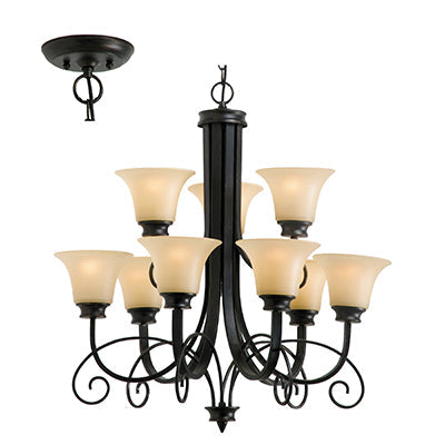 Radiant 9LT Firl Chandelier Antique Bronze E27 9x60w in Electrical & Lighting,Lighting,Interior Lighting