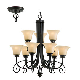 Radiant 9LT Firl Chandelier Antique Bronze E27 9x60w in Electrical & Lighting,Lighting,Interior Lighting