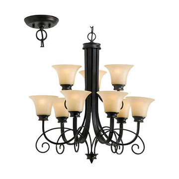 Radiant 9LT Firl Chandelier Antique Bronze E27 9x60w - image 01