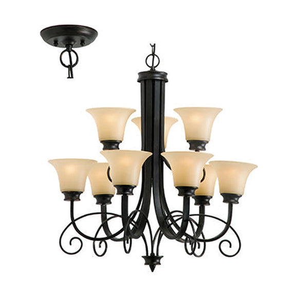 Radiant 9LT Firl Chandelier Antique Bronze E27 9x60w - image 01