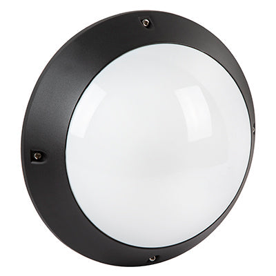 Radiant Round Plain Bulkhead Black 2xE27 in Electrical & Lighting_Interior Lighting