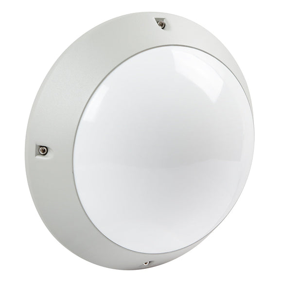 Radiant Round Plain Bulkhead Silver Grey 2xE27 in Electrical & Lighting_Interior Lighting