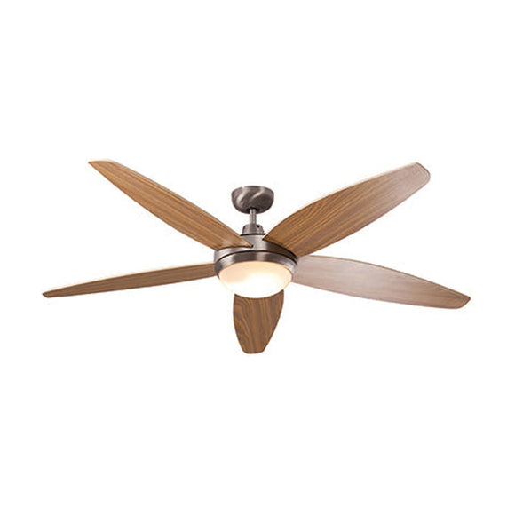 Radiant Lancer Ceiling Fan with Light Satin Chrome & Wood - image 01