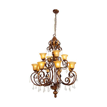 Radiant 12 Light Real Chandelier Bronze E27 12X60W - image 01