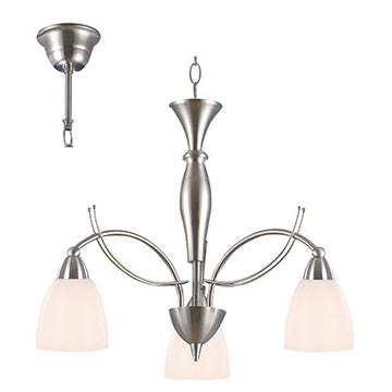 Radiant 3LT Sasha Chandelier Satin Chrome E14 3x40w in Electrical & Lighting,Lighting,Interior Lighting