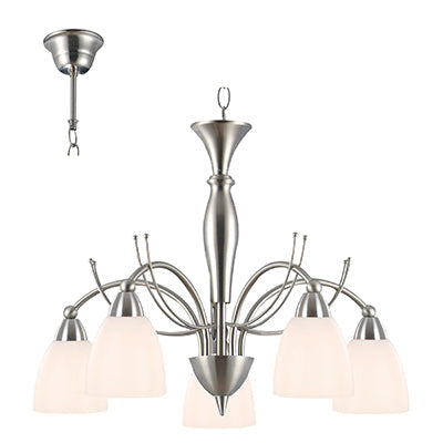Radiant 5LT Sasha Chandelier Satin Chrome E14 5x40w in Electrical & Lighting,Lighting,Interior Lighting