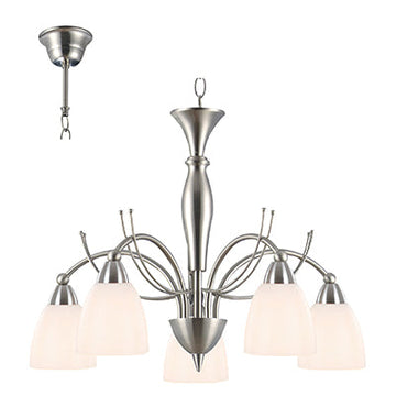 Radiant 5LT Sasha Chandelier Satin Chrome E14 5x40w in Electrical & Lighting,Lighting,Interior Lighting