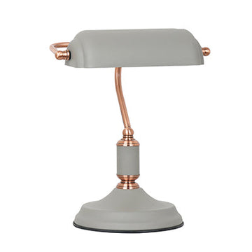 Radiant Table Lamp Bankers Grey & Copper 1xE27 in Electrical & Lighting,Lighting,Interior Lighting