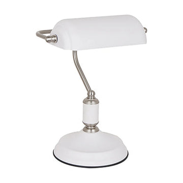 Radiant Table Lamp Bankers White & Satin Nickel 1xE27 - image 01