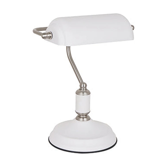 Radiant Table Lamp Bankers White & Satin Nickel 1xE27 - image 01
