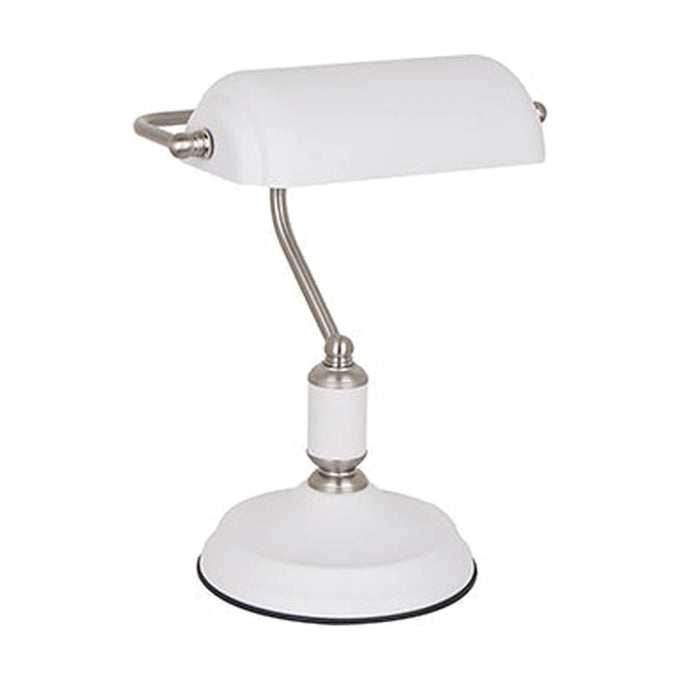Radiant Table Lamp Bankers White & Satin Nickel 1xE27 - image 01