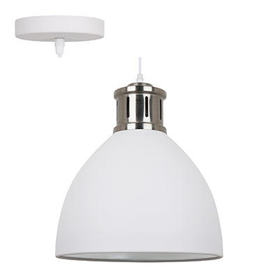 Radiant Pendant Steel 330mm White & Satin Nickel E27 1x40w in Electrical & Lighting,Lighting,Interior Lighting