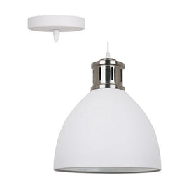 Radiant Pendant Steel 330mm White & Satin Nickel E27 1x40w - image 01