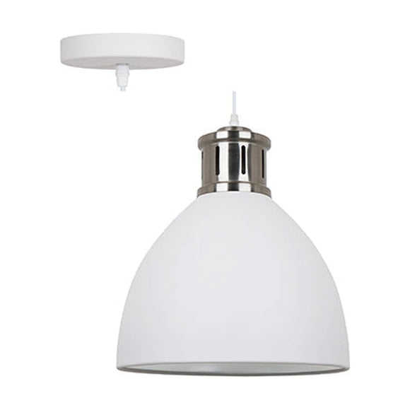 Radiant Pendant Steel 330mm White & Satin Nickel E27 1x40w - image 01
