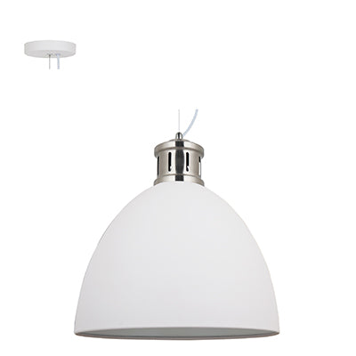 Radiant Pendant Steel 400mm White & Satin Nickel E27 1x40w in Electrical & Lighting,Lighting,Interior Lighting