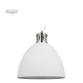 Radiant Pendant Steel 400mm White & Satin Nickel E27 1x40w in Electrical & Lighting,Lighting,Interior Lighting