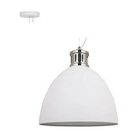 Radiant Pendant Steel 400mm White & Satin Nickel E27 1x40w - image 01