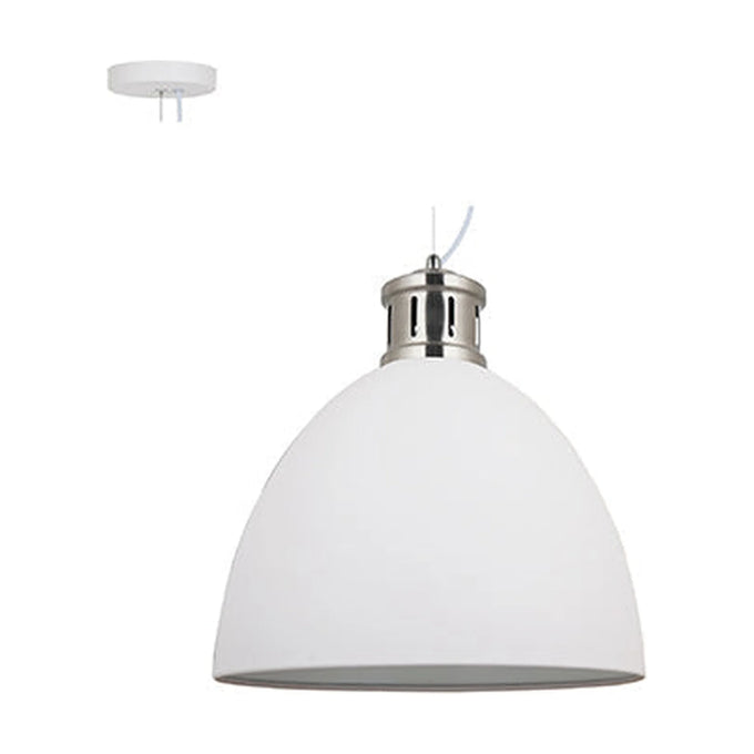 Radiant Pendant Steel 400mm White & Satin Nickel E27 1x40w - image 01