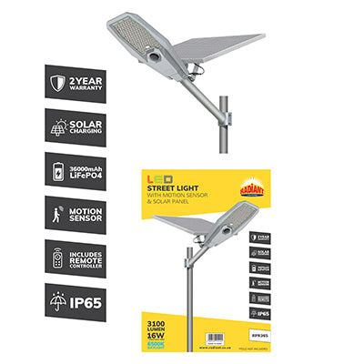 Radiant Solar Street Light Radar Sensor LED 16w = Traditional 400w