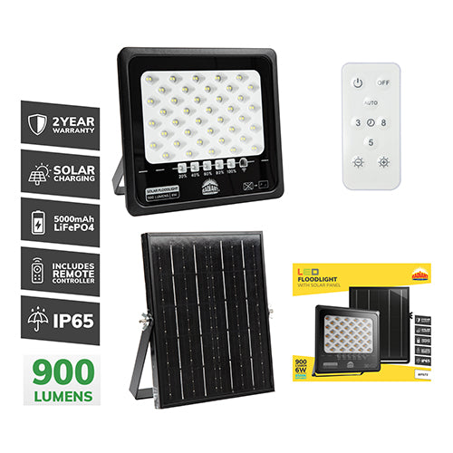 Radiant Solar Floodlight & Remote LED 900lm 6500K in Electrical & Lighting,Lighting,Exterior Lighting