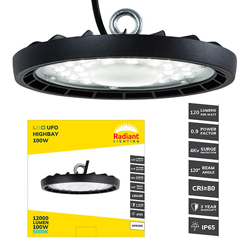 Radiant UFO Highbay Light Fitting LED 100w 5000K 3YR in Electrical & Lighting,Lighting,Interior Lighting