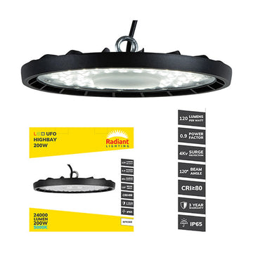 Radiant UFO Highbay Light Fitting LED 200w 5000K 3YR - image 01