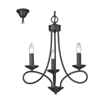 Radiant 3LT Chandelier Black E14 3x40w - image 01