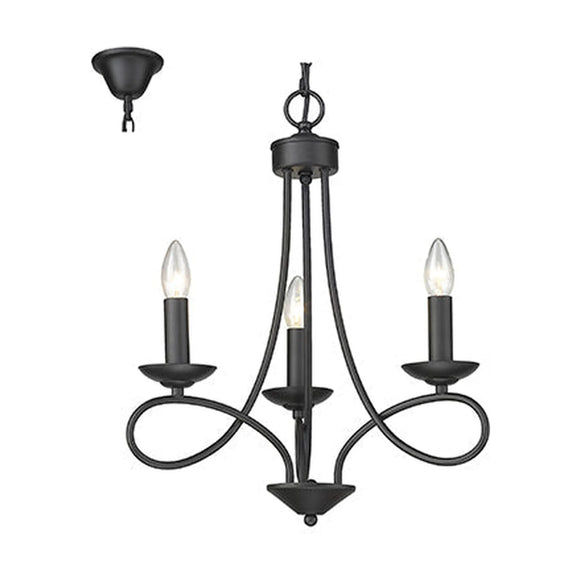 Radiant 3LT Chandelier Black E14 3x40w - image 01