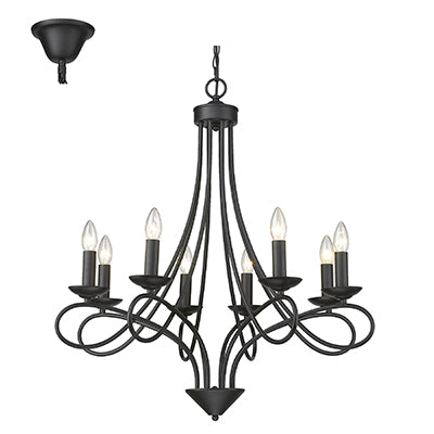 Radiant 8LT Chandelier Black E14 8x40w in Electrical & Lighting,Lighting,Interior Lighting