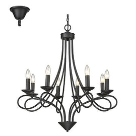 Radiant 8LT Chandelier Black E14 8x40w in Electrical & Lighting,Lighting,Interior Lighting
