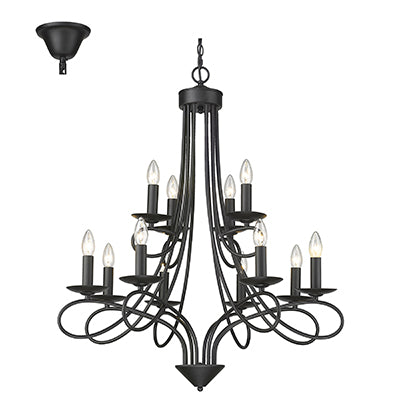 Radiant 12 Light Chandelier Black E14 12X40W in Electrical & Lighting, Interior Lighting, Lighting